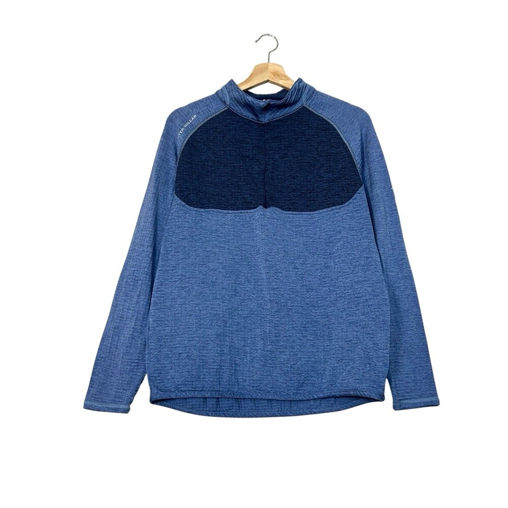 Peter Millar Pullover Extra Large Blue 1/4 Zip Waffle Grid Fleece Golf Stretch